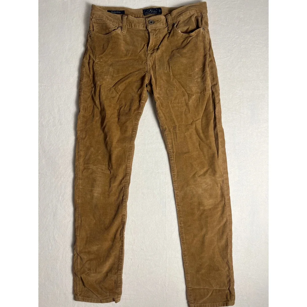 Lucky Brand Brooke Skinny Corduroy Pants Mens 8/29 Brown Tan Stretch Casual